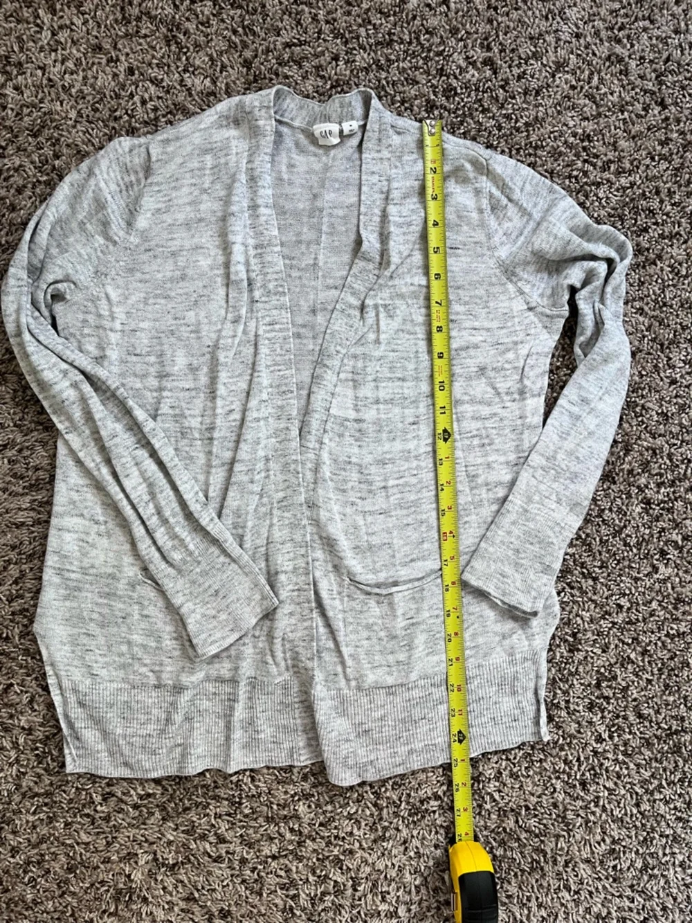Gap Womens Gray Open Front Cardigan Cotton Linen Blend Pocket Sweater Size‎ M